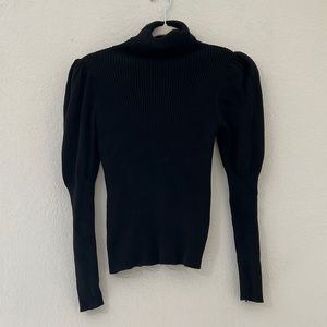 Puff sleeve black turtleneck sweater